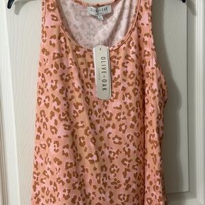 Olive & Oak Pink and Brown Leopard Ribbed Tank